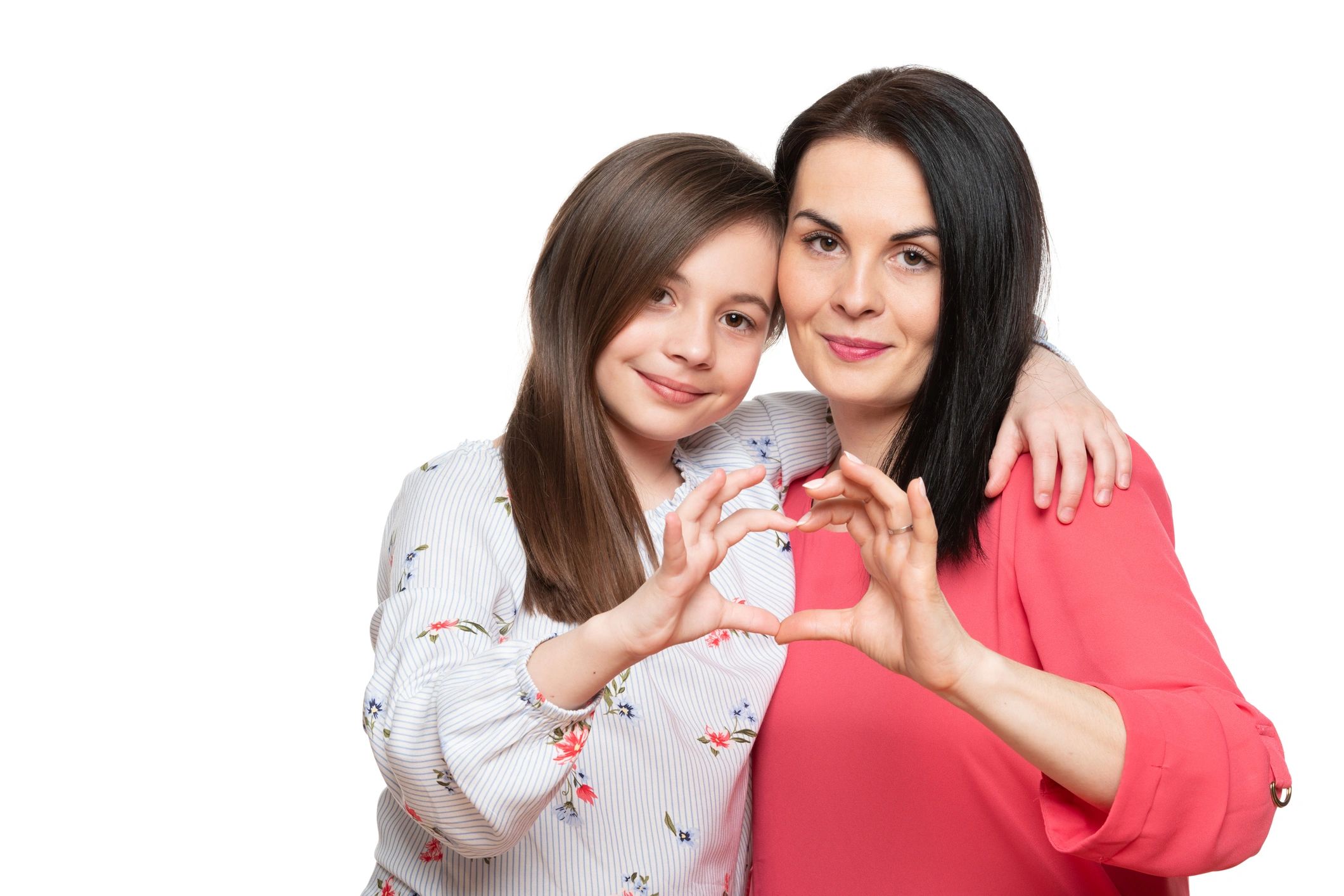 mommy and me heart necklace set, jewelry, mother and daughter, pastel, feminine, product photography, white background